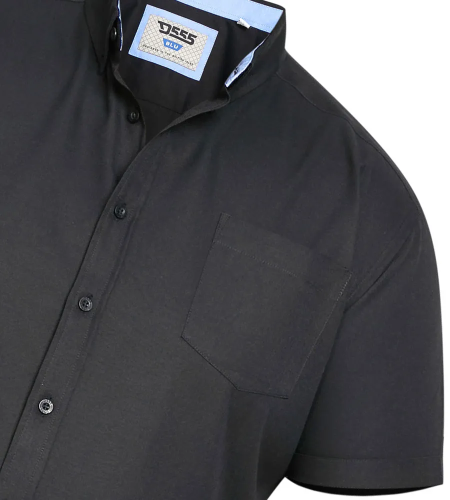 D555 Big Mens Black Oxford Short Sleeve Shirt (JAMES BLACK)