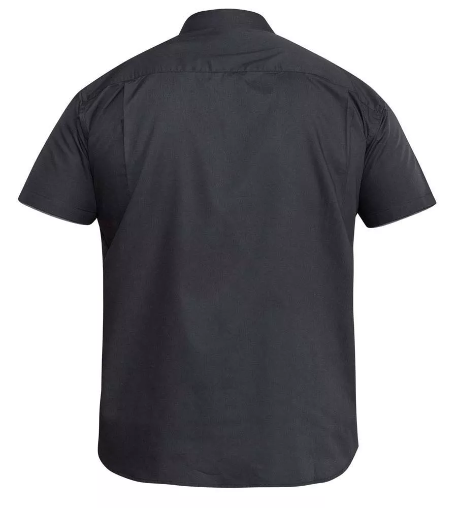 D555 Big Mens Black Short Sleeve Easy Iron Classic Regular Shirt (AERON )