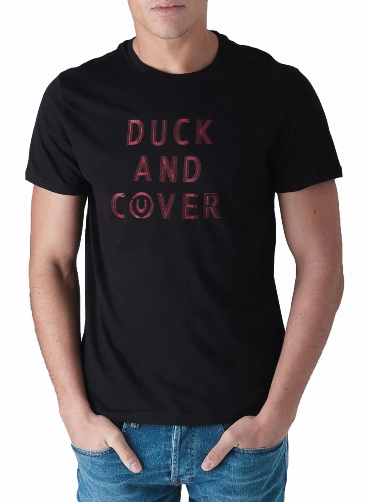 Duck and Cover Crew Neck Simpson Logo Print T-shirt Black