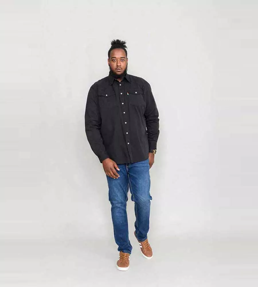 Duke Big Mens Long Sleeve Black Denim Shirt Western Style (WESTERN BLACK)