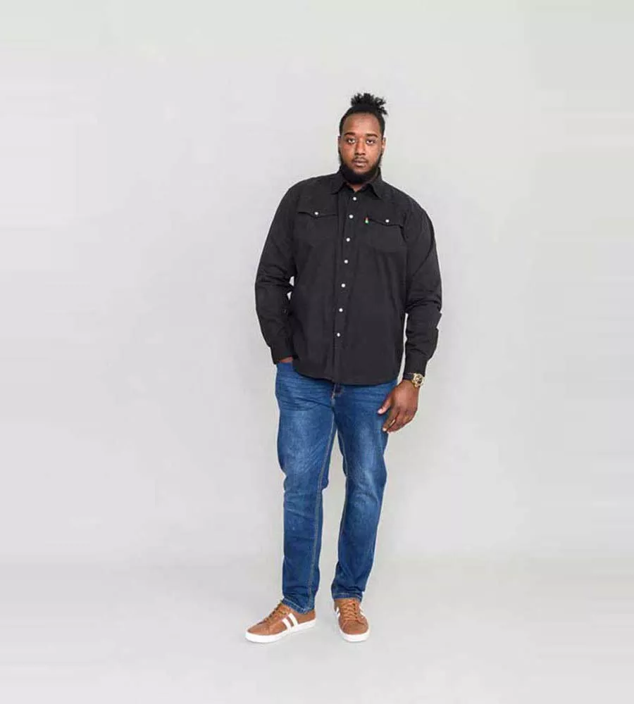 Duke Big Mens Long Sleeve Black Denim Shirt Western Style (WESTERN BLACK)