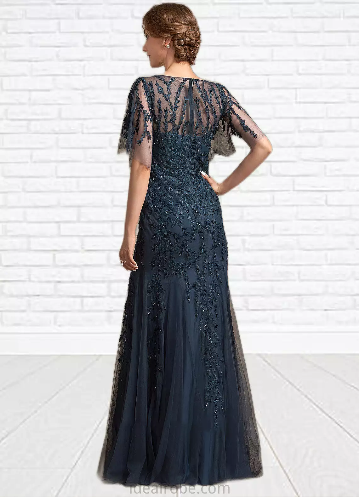 Elliana Trumpet/Mermaid Scoop Neck Floor-Length Tulle Lace Mother of the Bride Dress With Sequins STK126P0014625