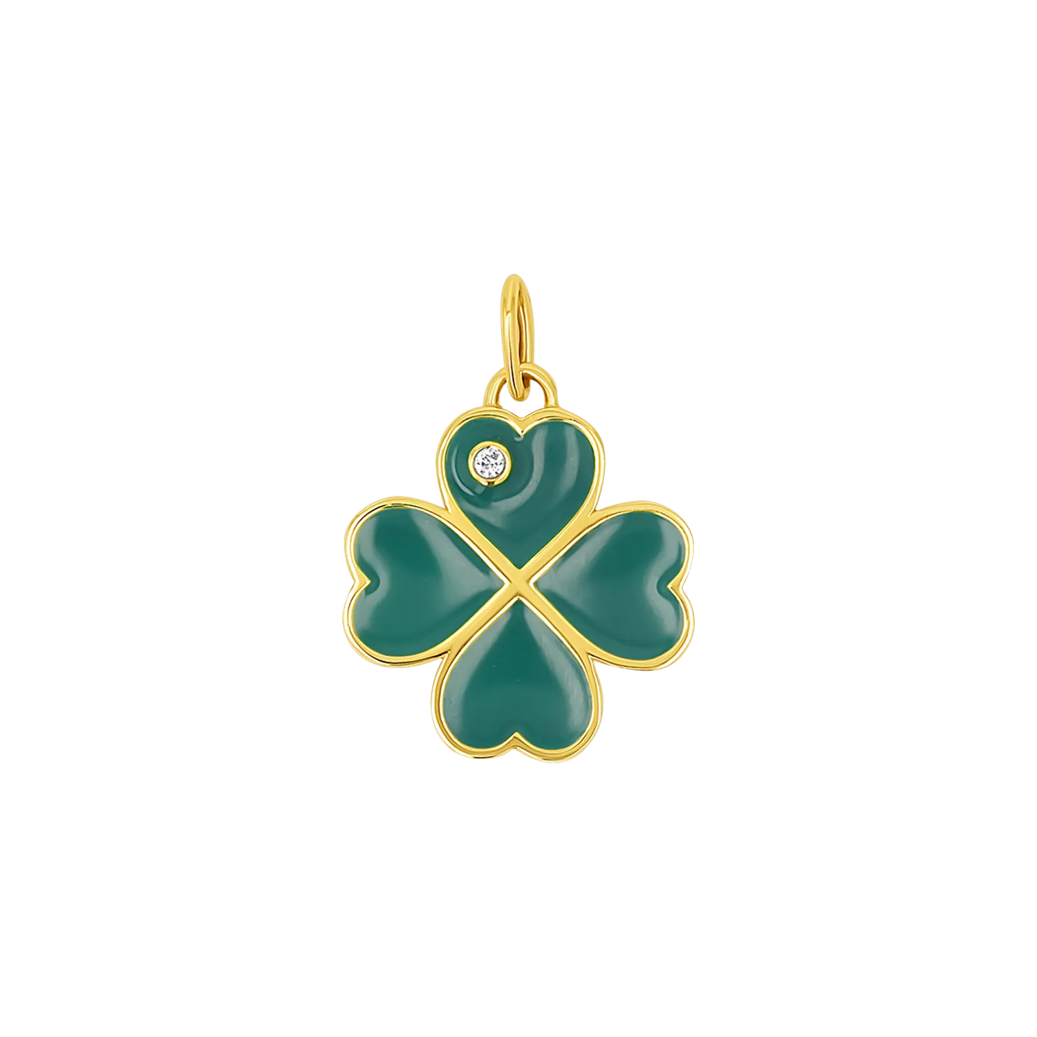 Emerald Clover Charm With Diamond Accent