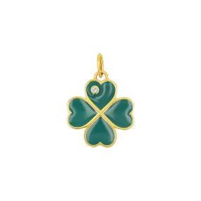 Emerald Clover Charm With Diamond Accent