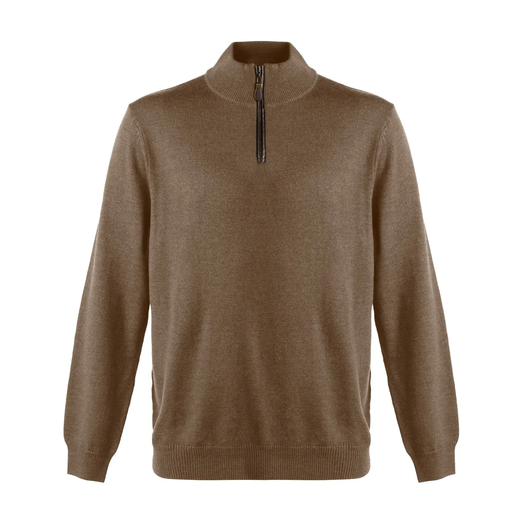 Extra Fine 'Zegna Baruffa' Merino Wool Quarter-Zip Sweater in Mushroom by Viyella