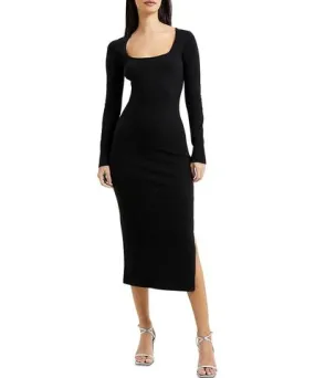 French Connection Womens Tea Length Square Neckline Bodycon Dress