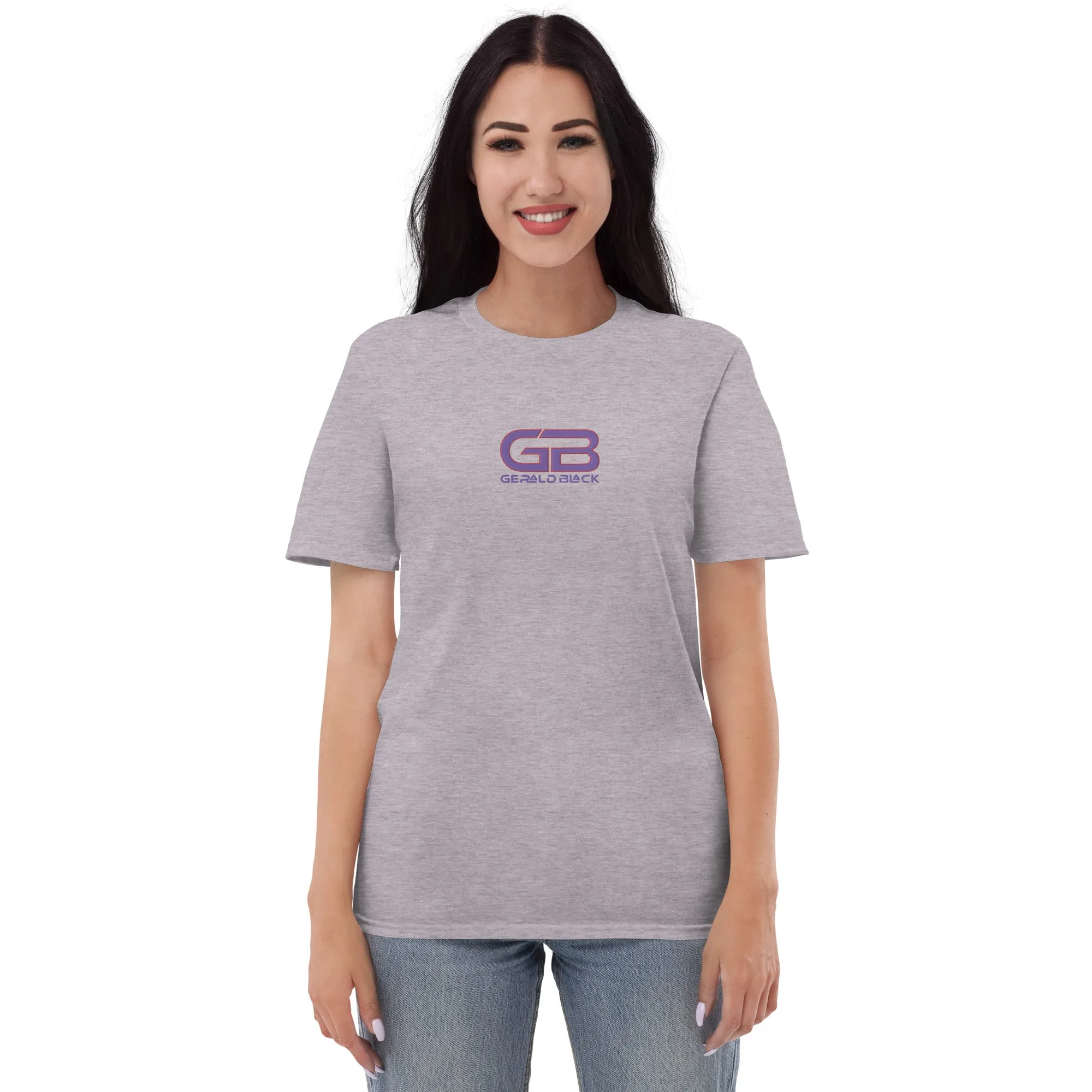 Gerald Black Purple Embroidered Short-sleeve Statement T-Shirt for Unisex