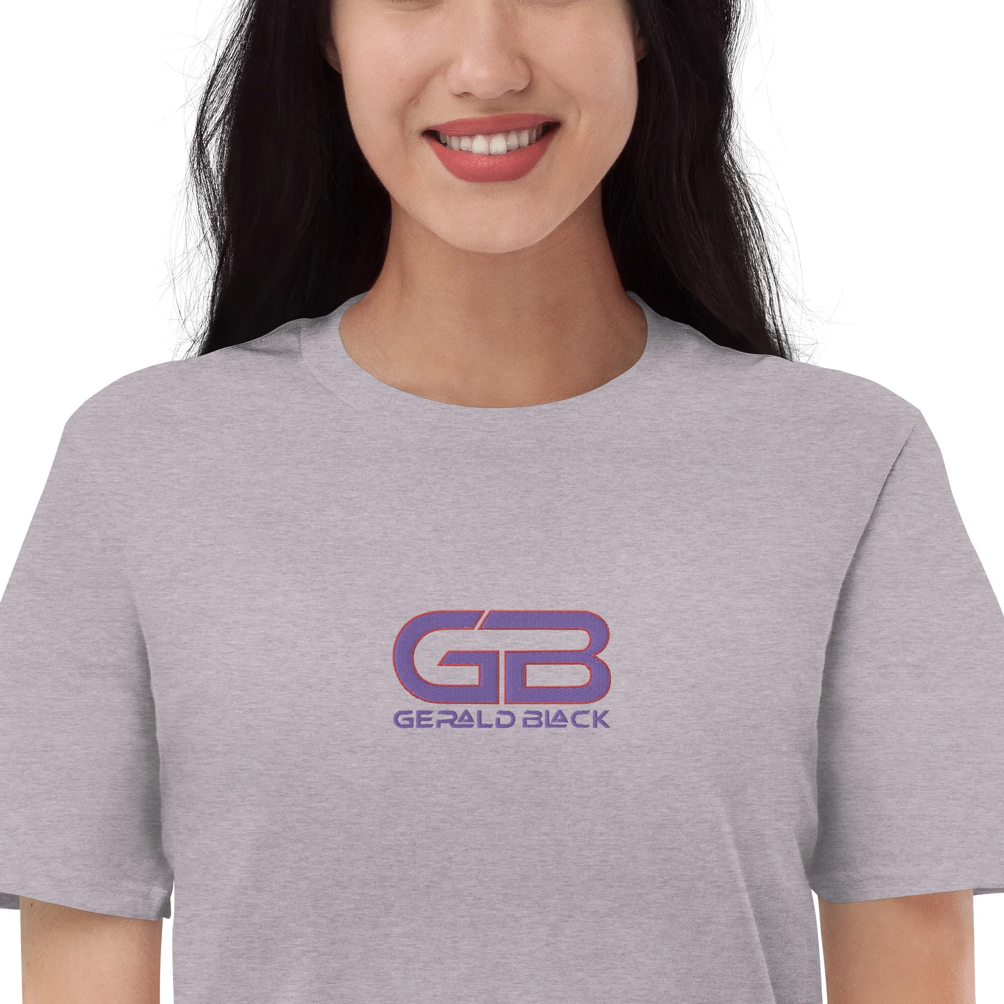 Gerald Black Purple Embroidered Short-sleeve Statement T-Shirt for Unisex