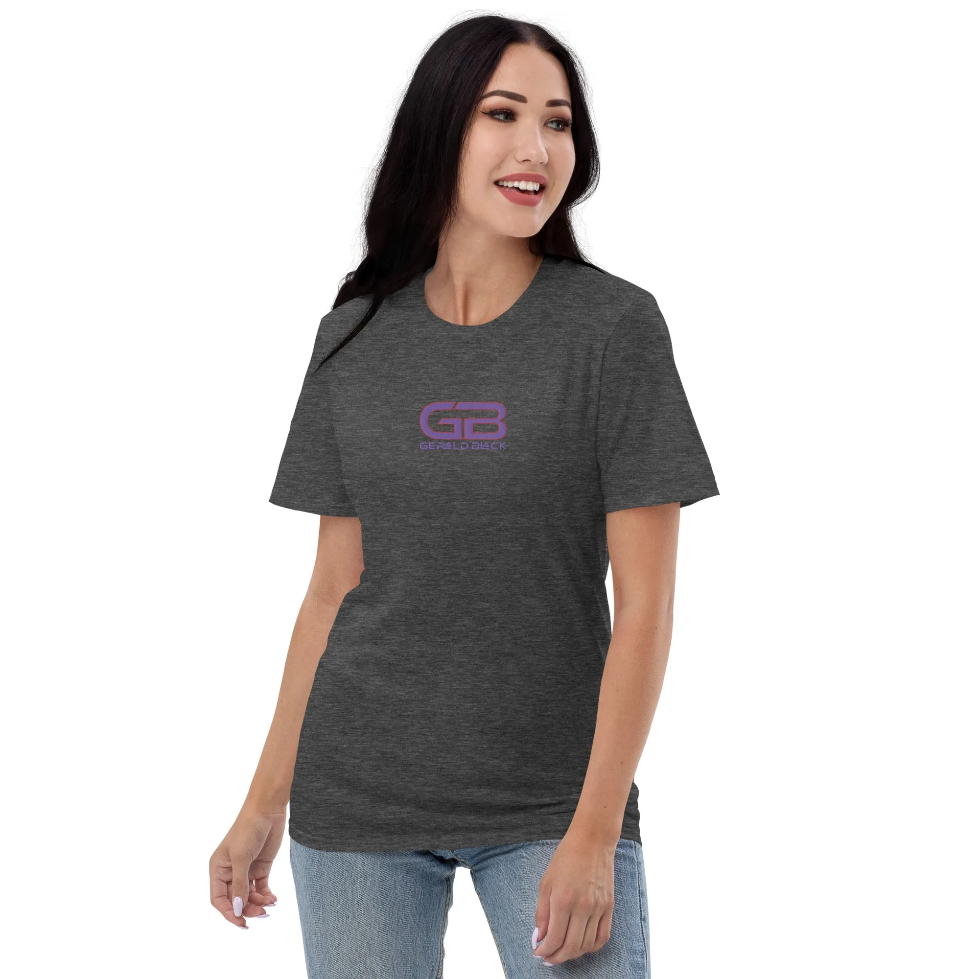 Gerald Black Purple Embroidered Short-sleeve Statement T-Shirt for Unisex