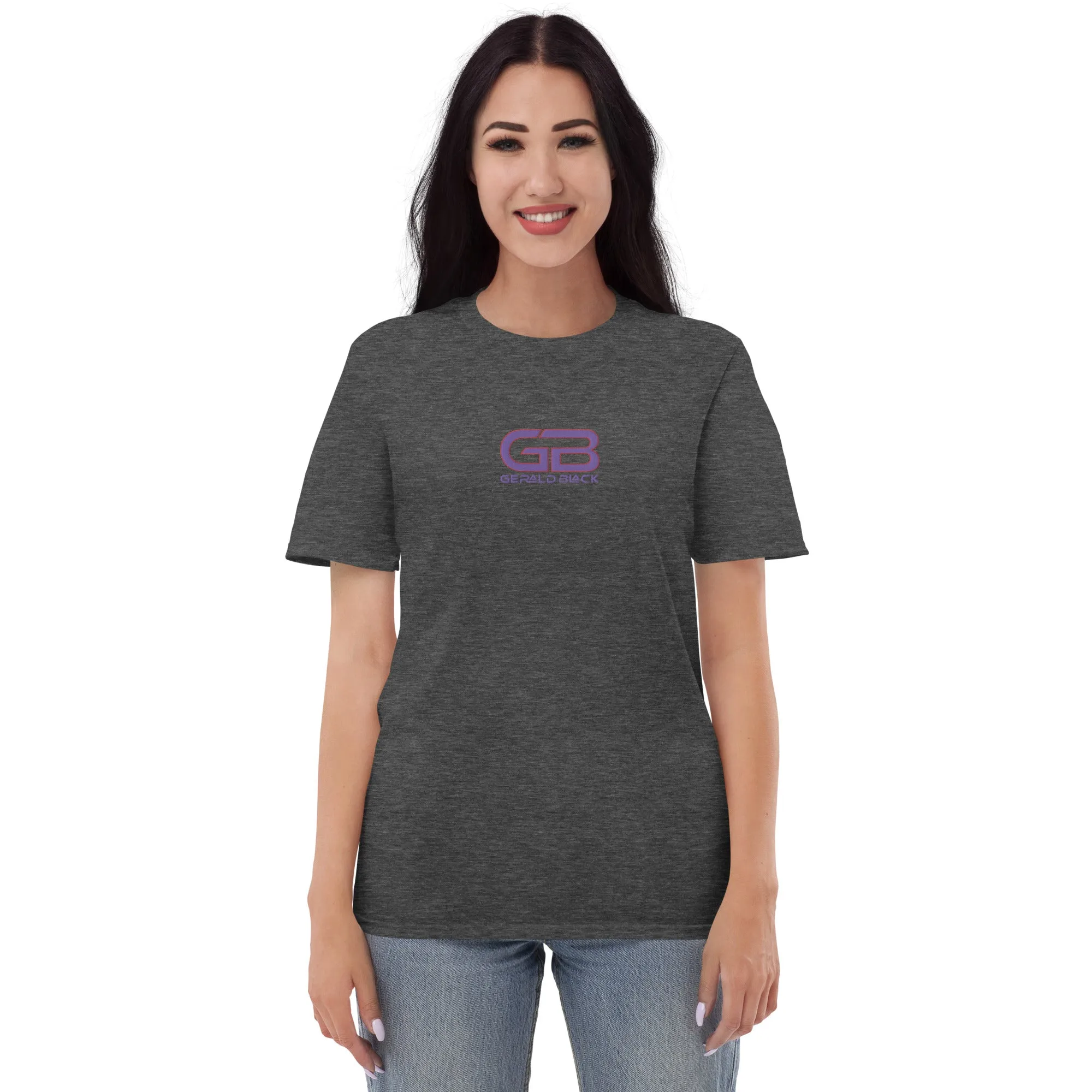 Gerald Black Purple Embroidered Short-sleeve Statement T-Shirt for Unisex