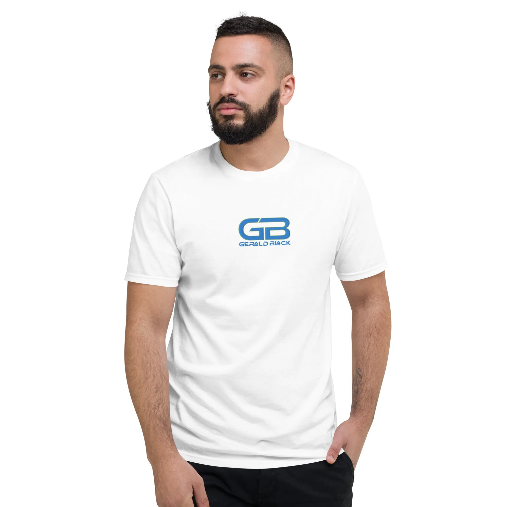 Gerald Black Short-sleeve Embroidery Statement T-Shirt for Unisex