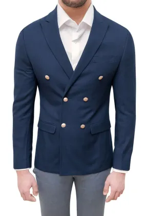 Giacca uomo sartoriale blu scuro doppiopetto blazer invernale elegante cerimonia