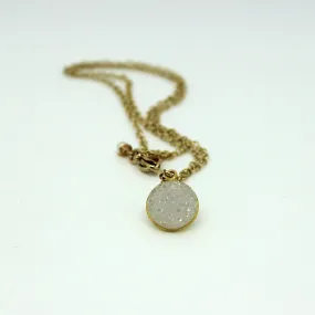 Gold White Druzy Necklace