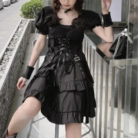 Gothic Style Bandage Emo Clothes Mini Dress