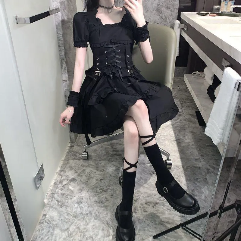 Gothic Style Bandage Emo Clothes Mini Dress