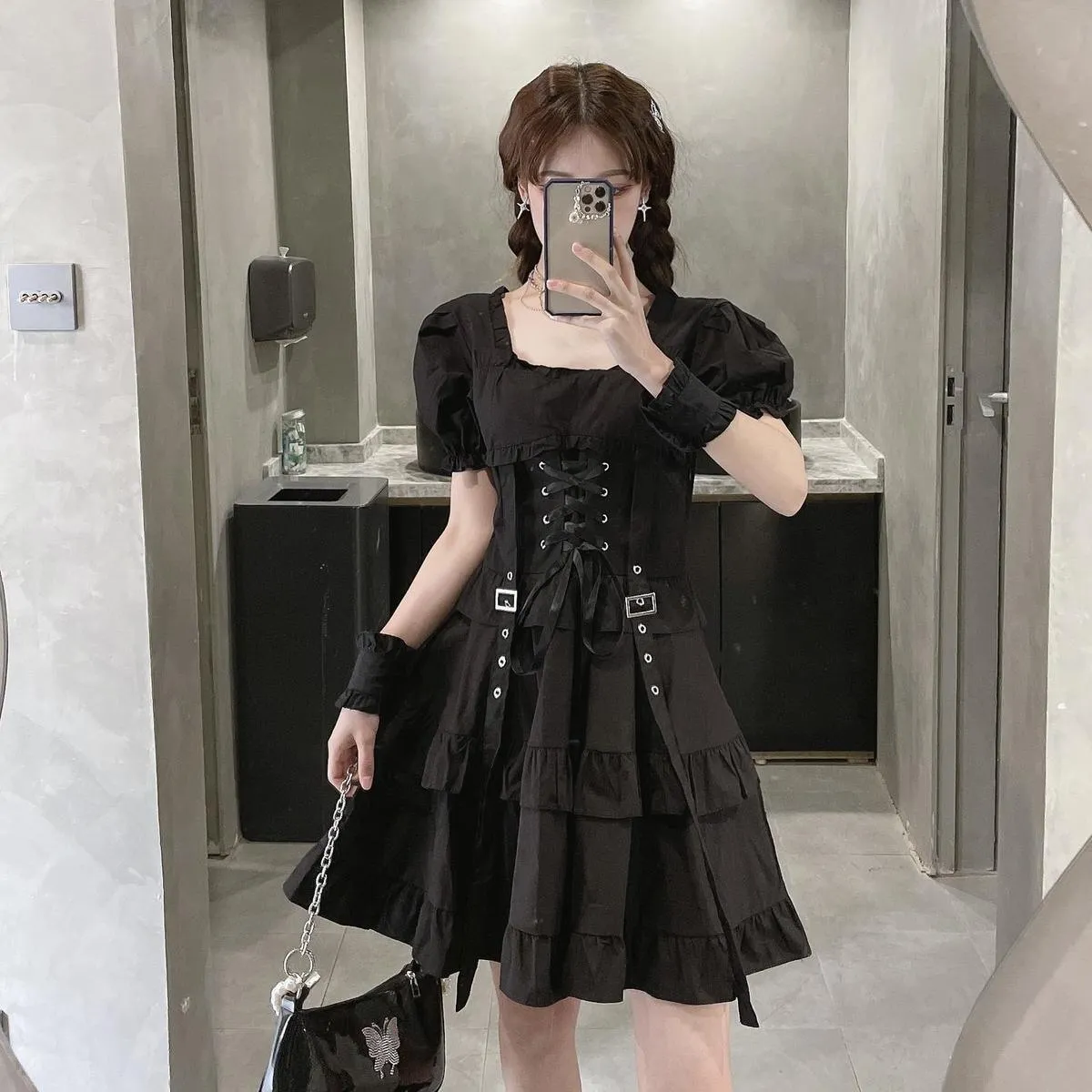 Gothic Style Bandage Emo Clothes Mini Dress