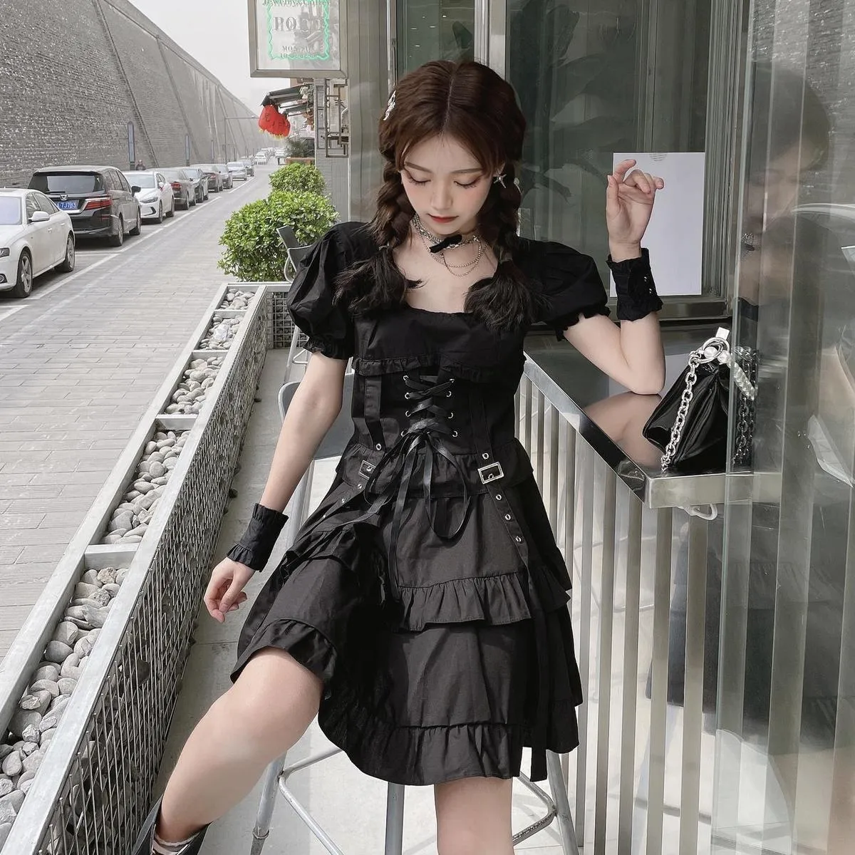 Gothic Style Bandage Emo Clothes Mini Dress