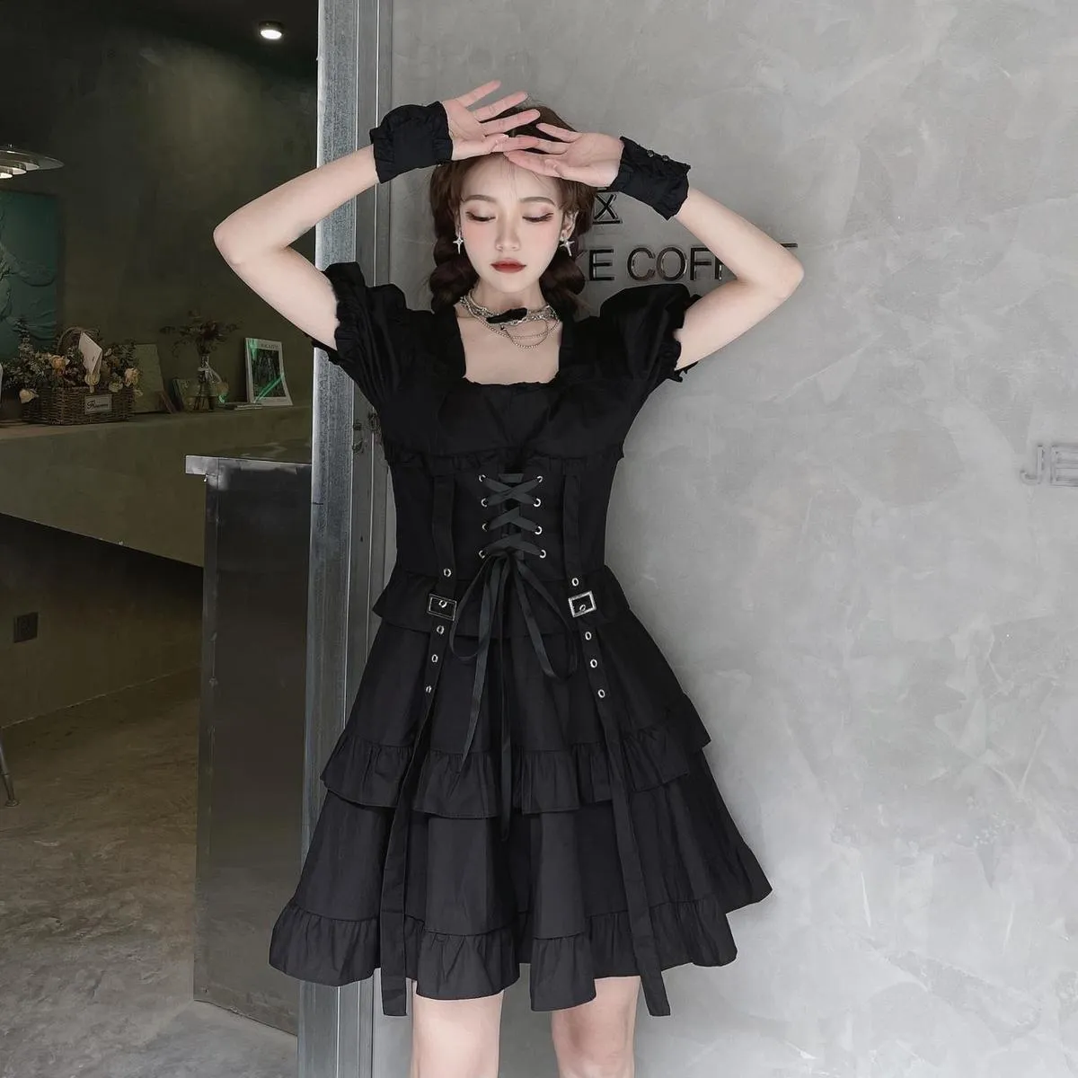 Gothic Style Bandage Emo Clothes Mini Dress