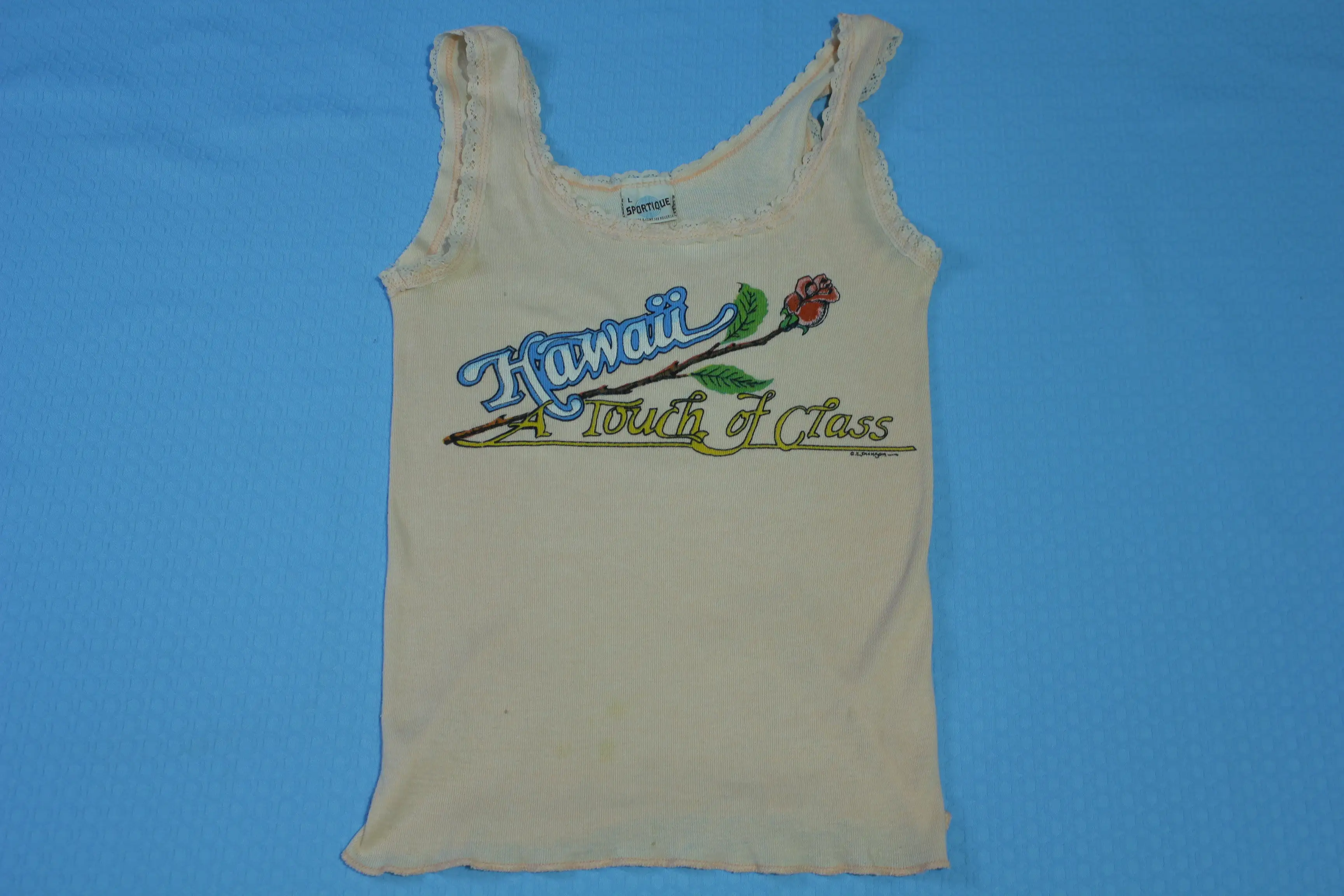 Hawaii Surf A Touch Of Class Made in USA Vintage 80's Sportique Tank Top Shirt