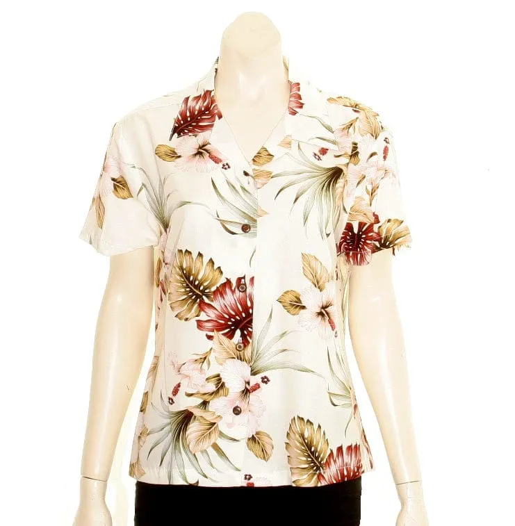 Hawaiian Floral Camp Blouse