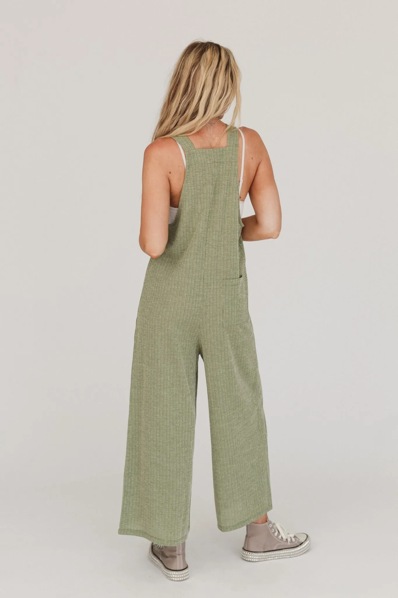 High Hopes Button Up Overalls - Light Olive