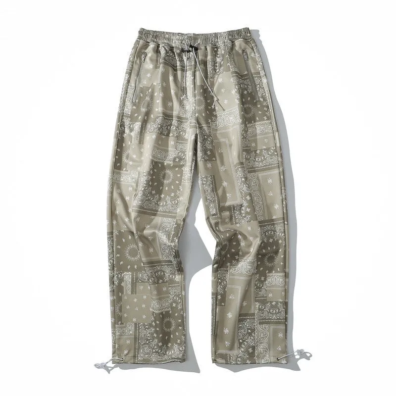 Hip Hop Sweatpants Printed Patchwork Men Straight Pants Casual Clothing Retro Legged Trousers