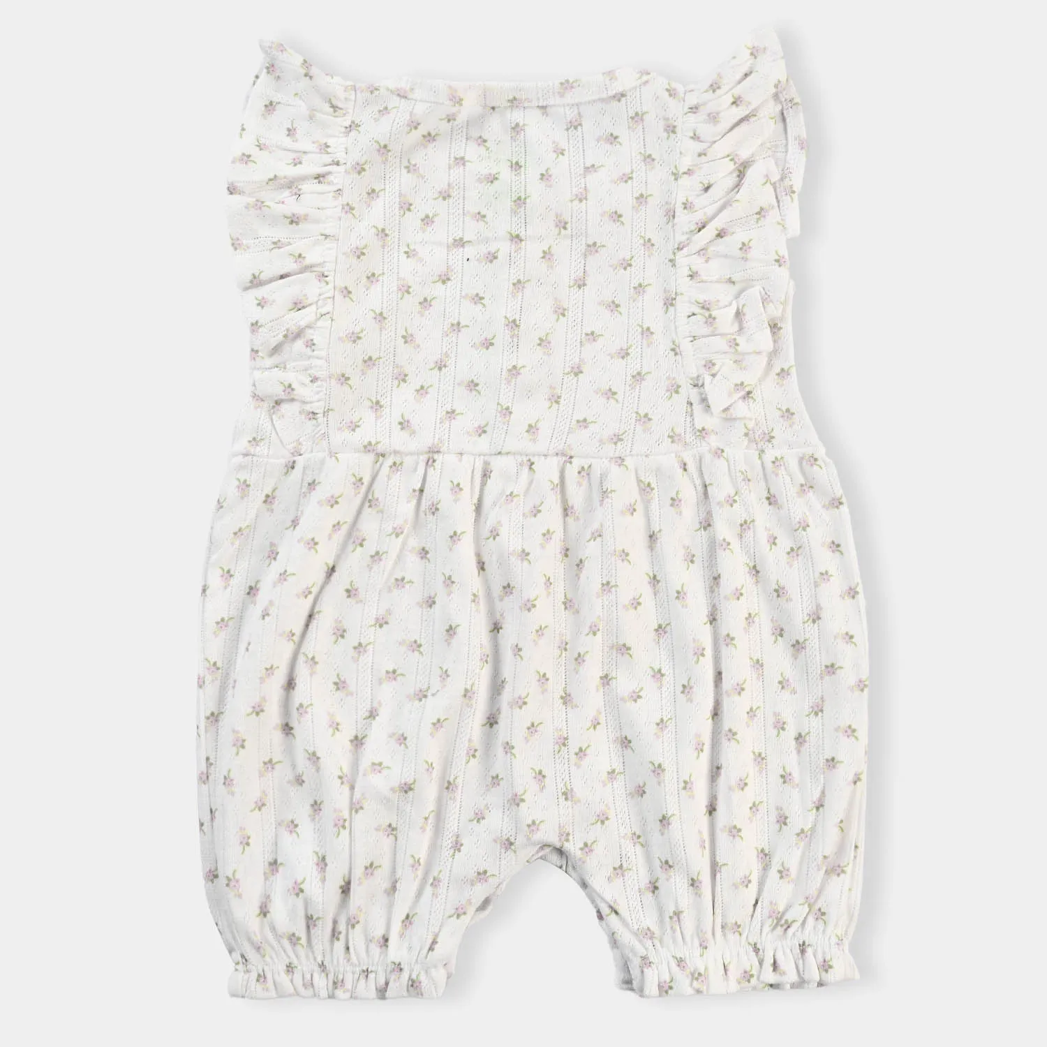 Infant Girls Jacquard Knitted Romper Flower-Off White