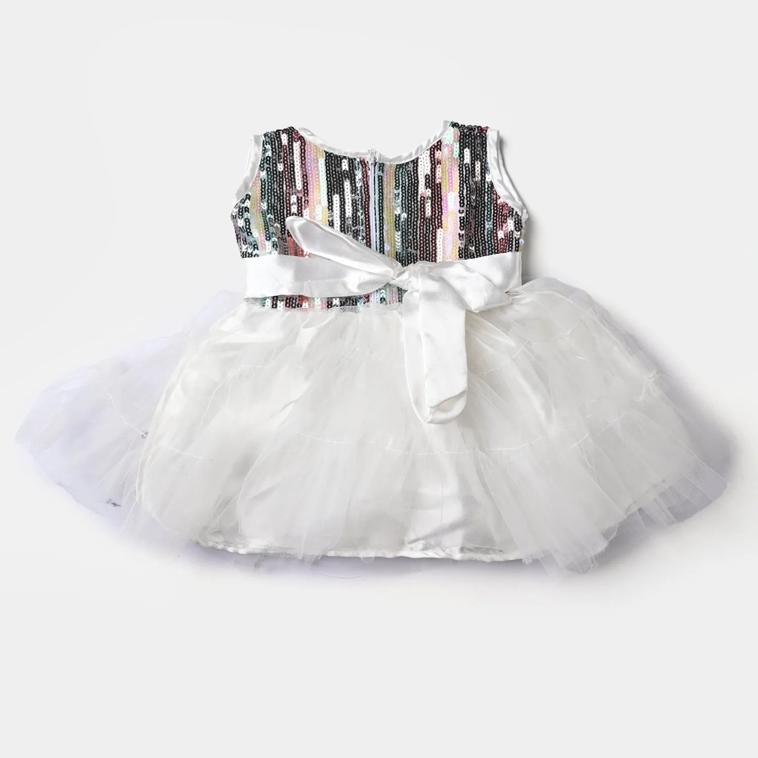 Infant Girls Net Fancy Frock Little Angel-White