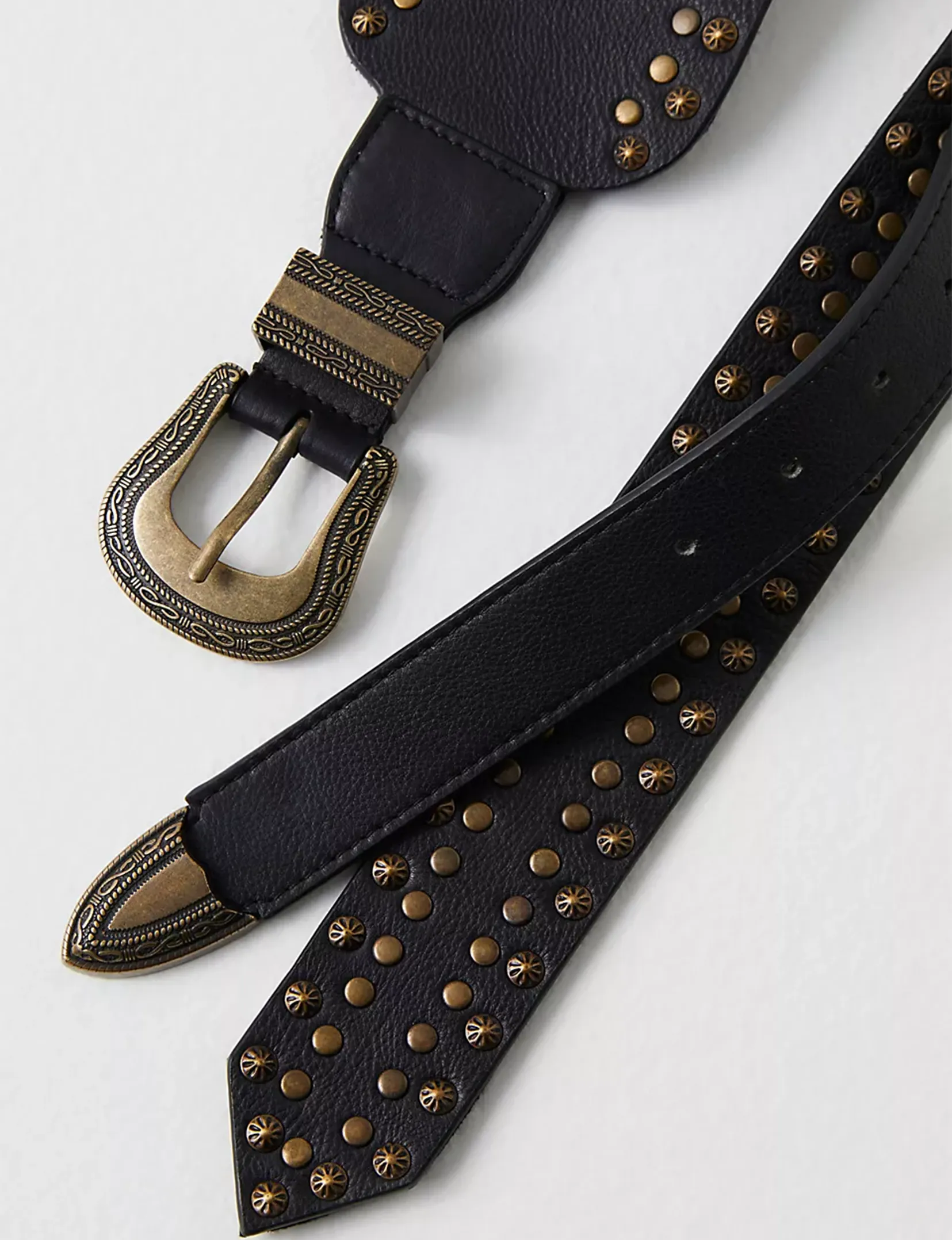 Ingrid Studded Waist Belt, Black