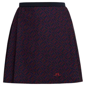 J Lindeberg Sierra Print Pleat Ladies Golf Skirt Ketchup Bridge Monogram