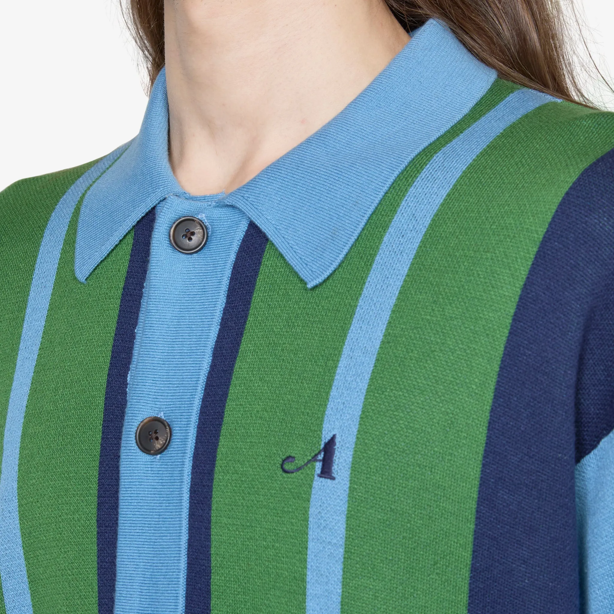 Knit Camp Collar Shirt Blue