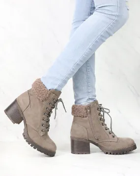 Lace-Up Sweater Cuff Ankle Booties - more colors