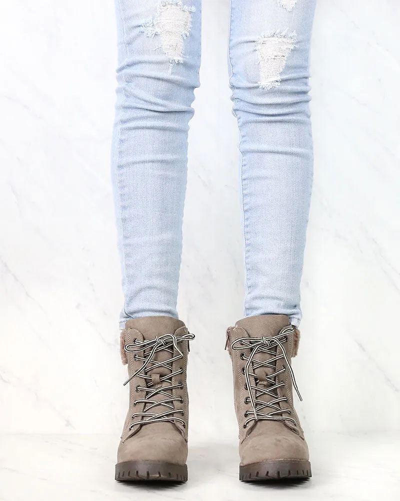 Lace-Up Sweater Cuff Ankle Booties - more colors