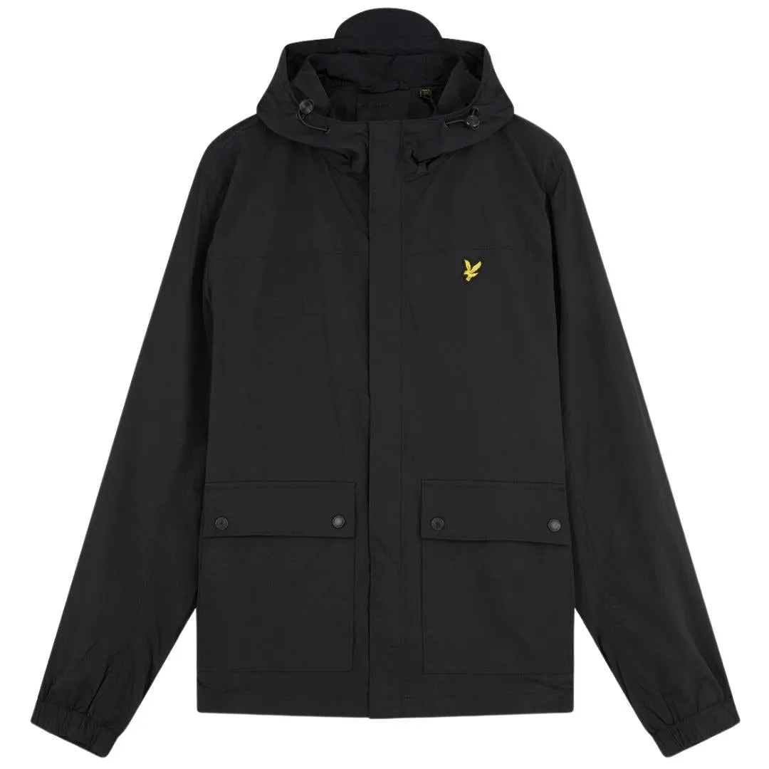 Lyle & Scott Branded Black Hooded Parka Jacket