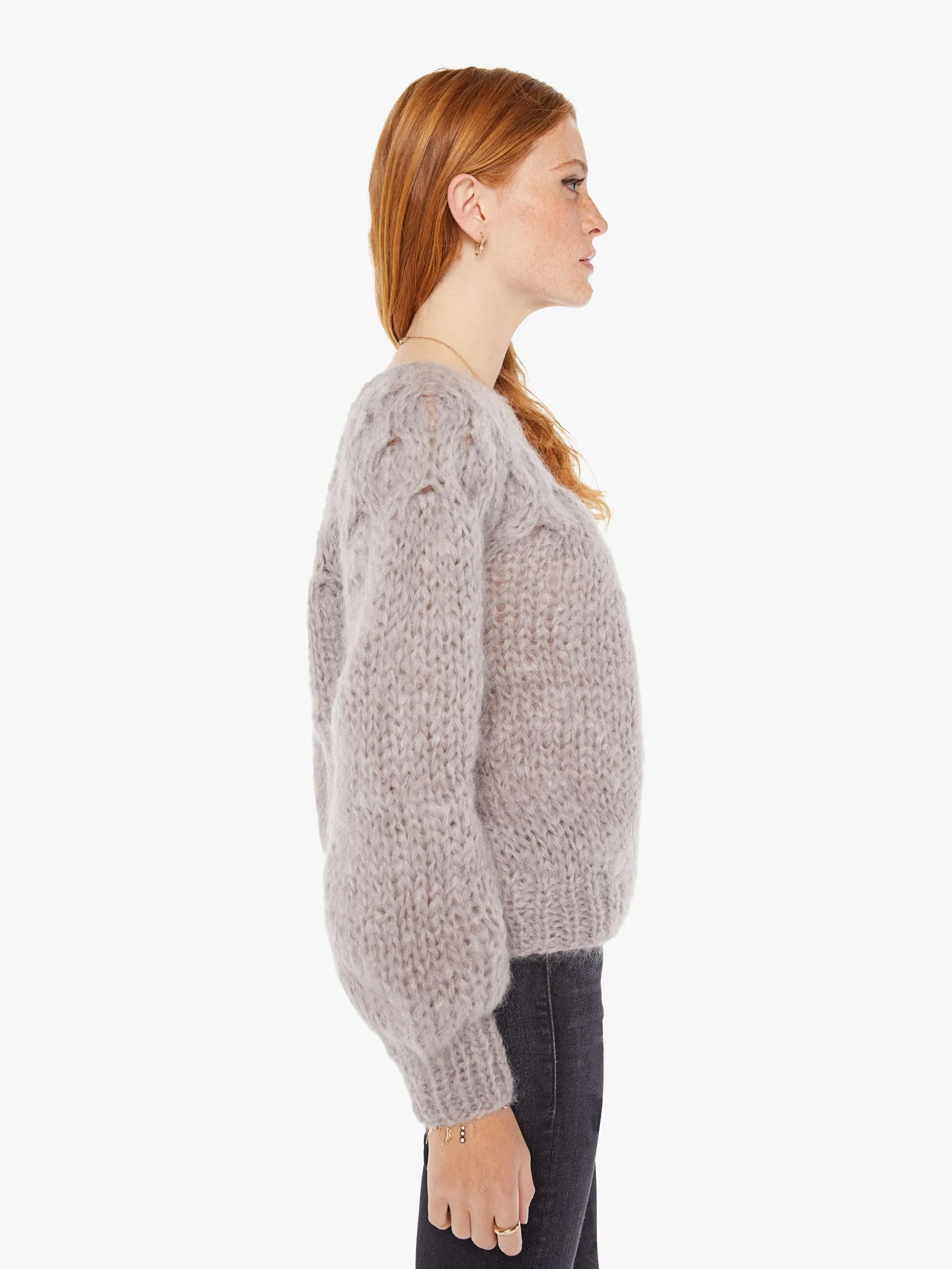 Maiami Mohair Honeycomb Pleated Pullover - Concrete