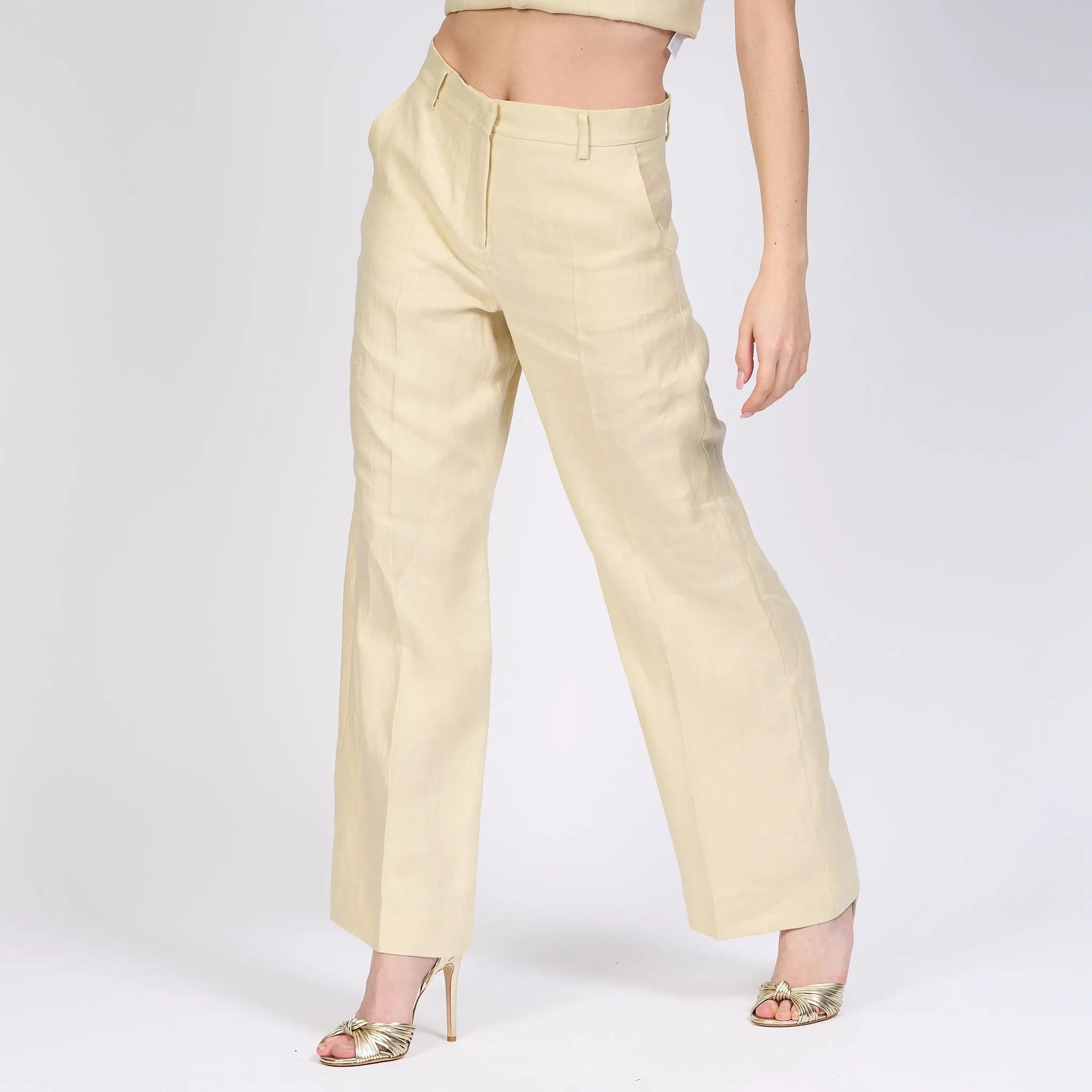 Max Mara Weekend Pantalone Malizia Lino Sabbia Donna