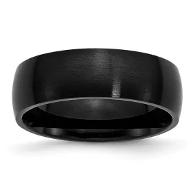 Men's 7mm Black Plated Stainless Steel Brushed Domed Band