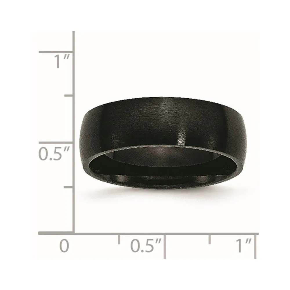 Men's 7mm Black Plated Stainless Steel Brushed Domed Band