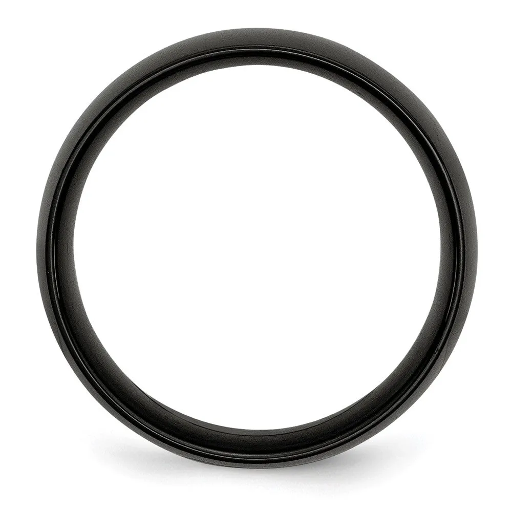 Men's 8mm Black Plated Stainless Steel Polished Domed Band