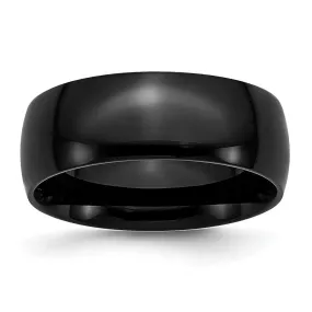 Men's 8mm Black Plated Stainless Steel Polished Domed Band