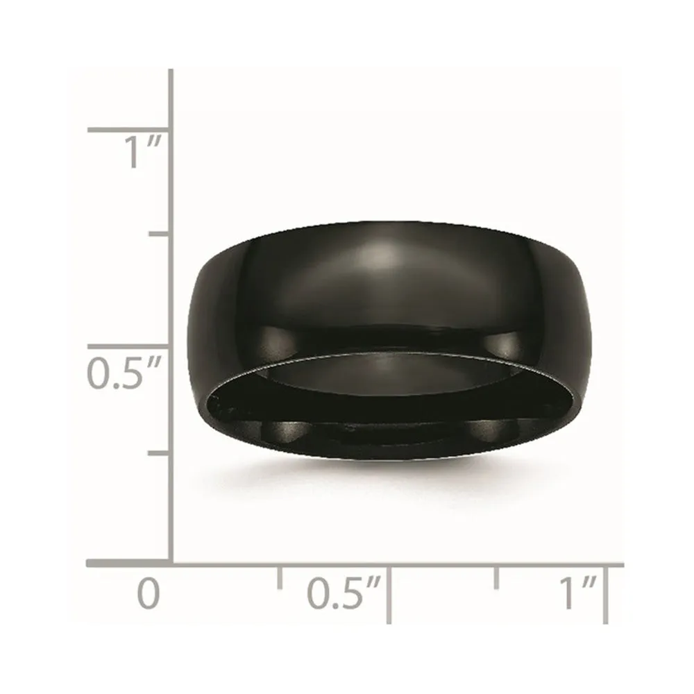 Men's 8mm Black Plated Stainless Steel Polished Domed Band