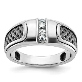 Men's 9.3mm 14K White Gold Black Rhodium 1/5 Ctw Diamond Tapered Band