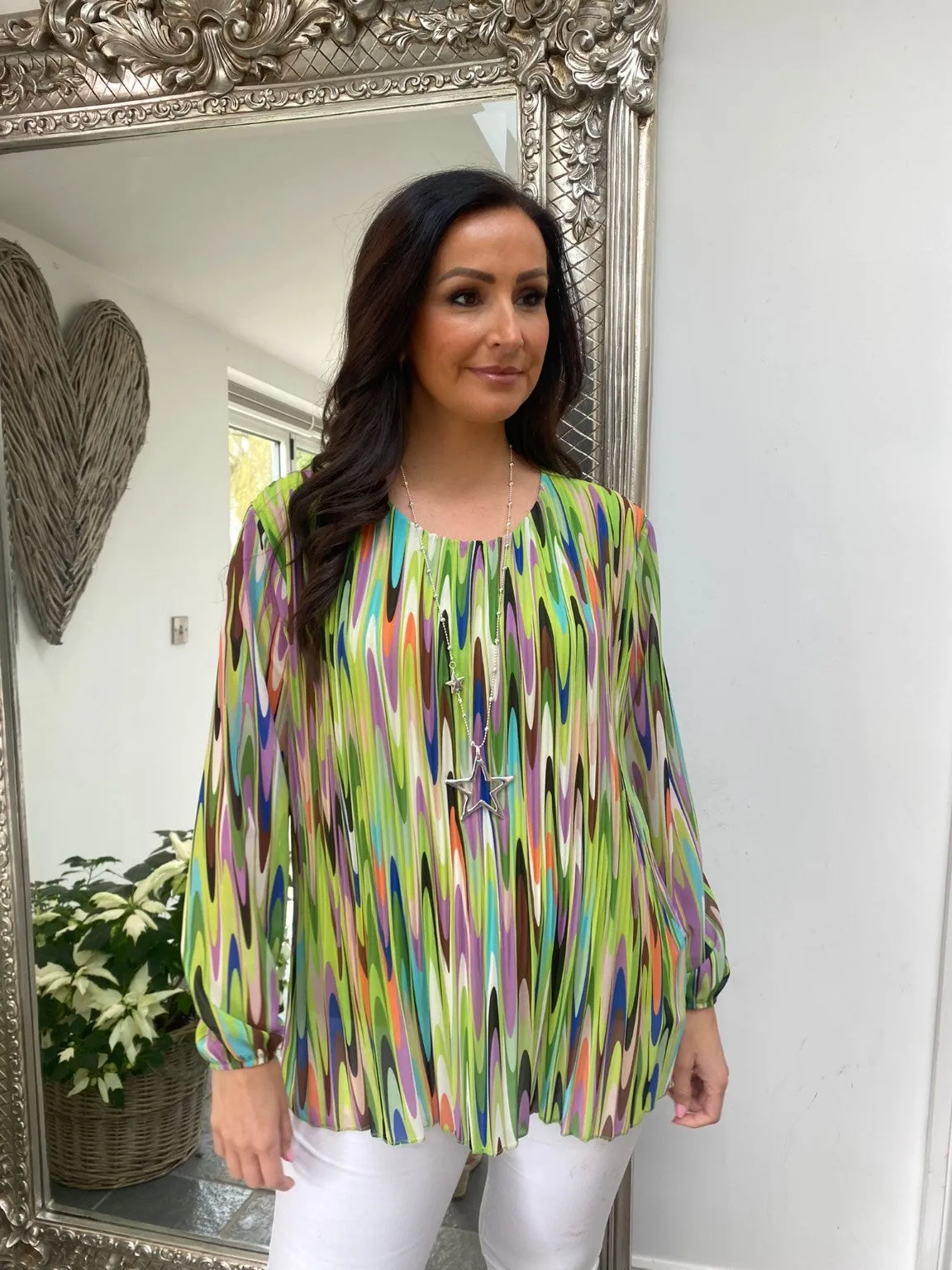 Multi Colour Pleated Blouse Maya