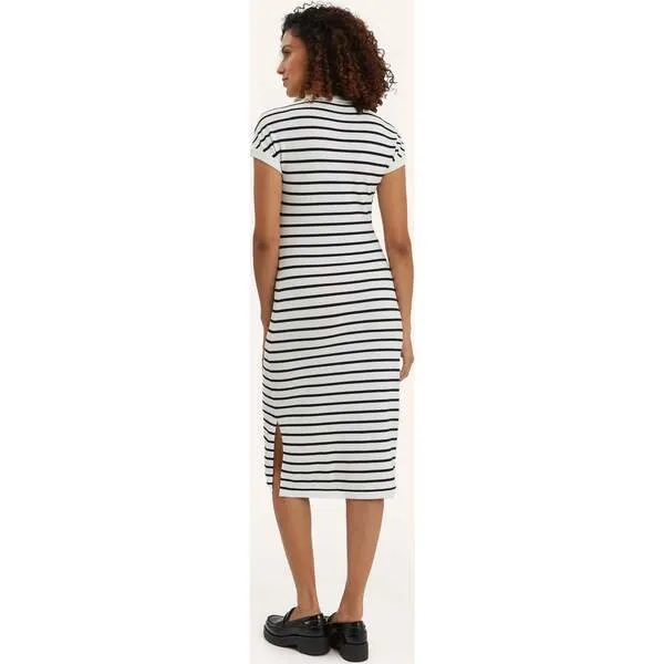 NOM Maternity Women's Lydia Striped Knit Knotted Dress, Black & White