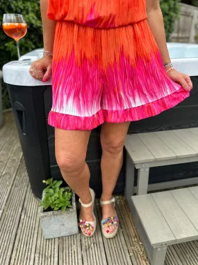 Pink and Orange Tie Dye Pleated Shorts Darcy