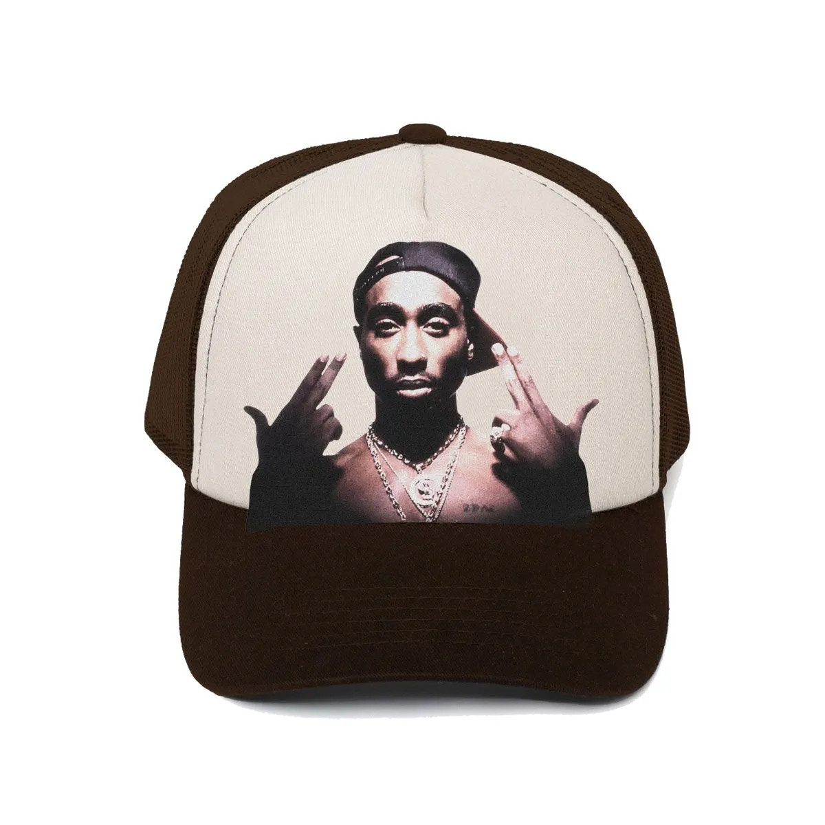 Primitive x Tupac Stay Up Trucker Snapback Hat Black White