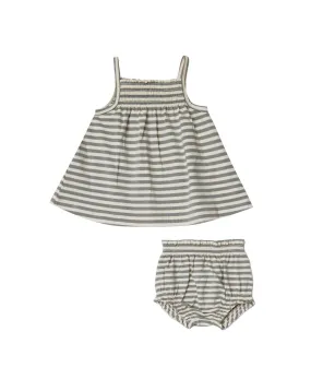 Quincy Mae smocked tank + bloomer | sea green stripe