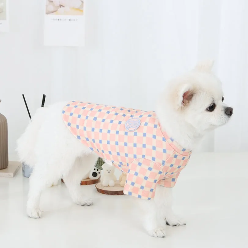 R logo Dogs Clothes Checked patterned Casual Cute Comfortable Clothing Sweaters Korean Designers Apparel Outfits Pastel Colours 