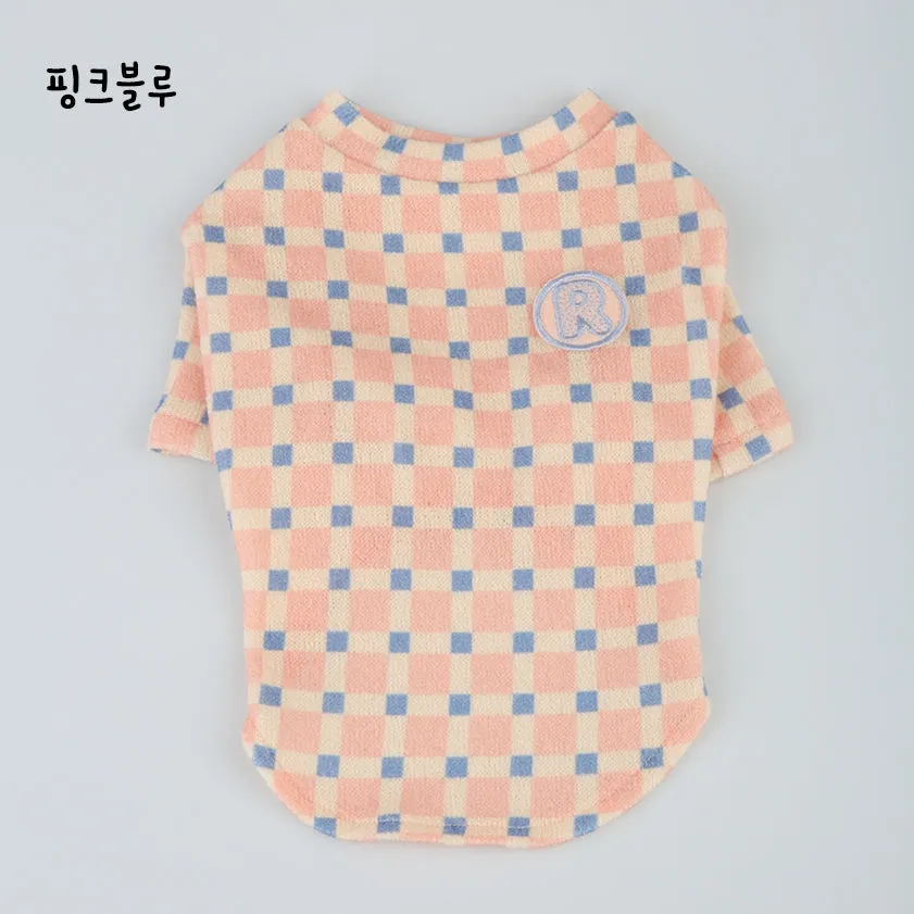 R logo Dogs Clothes Checked patterned Casual Cute Comfortable Clothing Sweaters Korean Designers Apparel Outfits Pastel Colours 