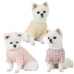 R logo Dogs Clothes Checked patterned Casual Cute Comfortable Clothing Sweaters Korean Designers Apparel Outfits Pastel Colours 